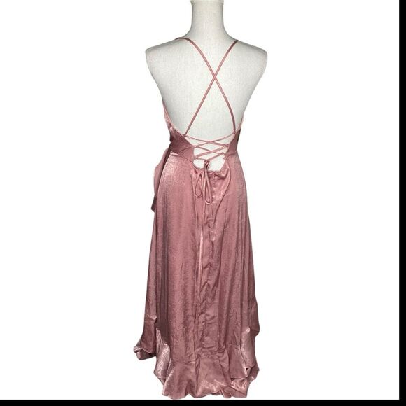 Lulu's In Love‎ Forever Lace Up High Low Maxi Dress in Blush Pink - Size M - Picture 6 of 16